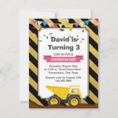 トラックを建築誕生日パーティーでダンプ 招待状 (正面)