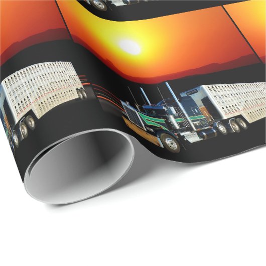 トラックを強く引いている西部のロデオの家畜の牛 ラッピングペーパー (ロールコーナー)