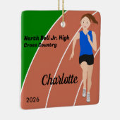 トラックアンドフィールドガールブラウンヘアブルーブラック セラミックオーナメント (右)