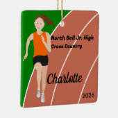 トラックアンドフィールドガールブラウンヘア(オレンジブラック) セラミックオーナメント (右)