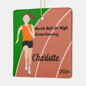 トラックアンドフィールドガールブラウンヘア(オレンジブラック) セラミックオーナメント (左)