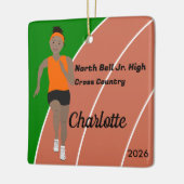 トラックアンドフィールドガールブラックヘア（オレンジ色） セラミックオーナメント (左)