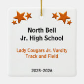 トラックアンドフィールドガールブラックヘア（オレンジ色） セラミックオーナメント (裏面)