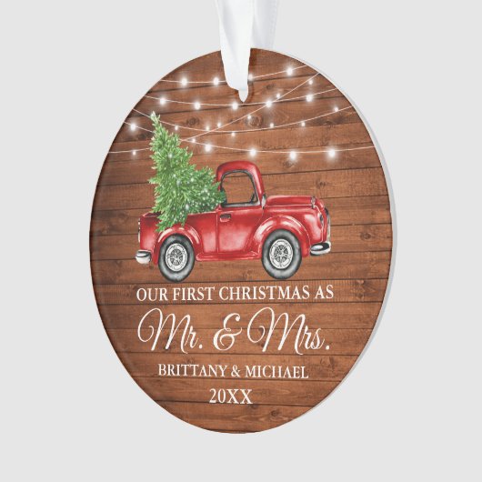 トラックウッドライト初めてのクリスマスMr&Mrs オーナメント (正面)