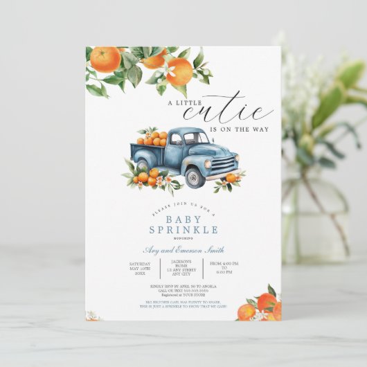 トラックオレンジギンガムシトラスベビーシャワー 招待状 (スタンド正面)