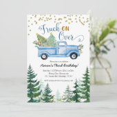 トラックオンオーバーブルークリスマストラック誕生日 招待状 (スタンド正面)