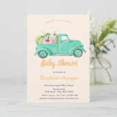 トラックカボチャ、水玉模様ベビーシャワー 招待状 (スタンド正面)