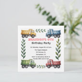 トラックカラフルを4日にダンプ。誕生日パーティー 招待状 (スタンド正面)