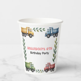 トラックカラフルを4日にダンプ。誕生日パーティー 紙コップ