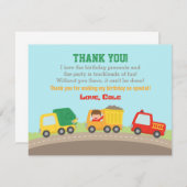 トラックカラフルボーイズ誕生日サンキューカード 招待状 (正面/裏面)