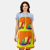 トラックカラフル エプロン (着用した状態)