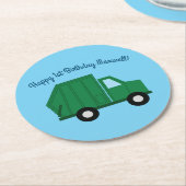 トラックカーキュートボーイ子供の誕生日パーティーテーマ ラウンドペーパーコースター (アングル)