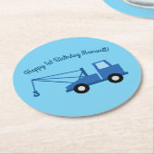 トラックカーキュートボーイ子供の誕生日パーティーテーマ ラウンドペーパーコースター (アングル)