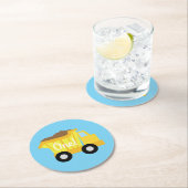 トラックカーキュートボーイ子供の誕生日パーティーテーマ ラウンドペーパーコースター (インサイチュ)