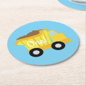 トラックカーキュートボーイ子供の誕生日パーティーテーマ ラウンドペーパーコースター (アングル)