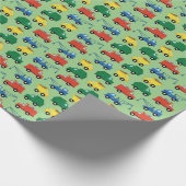 トラックカーキュートボーイ子供の誕生日パーティーテーマ ラッピングペーパー (角)