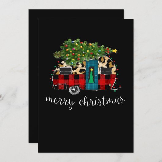 トラックキおもしろいャンピングキャンパークリスマスバッファロー シーズンカード (正面/裏面)