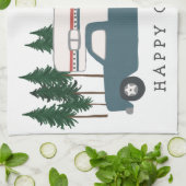 トラックキャンプRVingモーターホームブルーお洒落ツリー キッチンタオル (折り畳み)