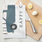 トラックキャンプRVingモーターホームブルーお洒落ツリー キッチンタオル (四つ折り)