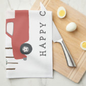 トラックキャンプRVingモーターホームレッドツリーお洒落 キッチンタオル (四つ折り)