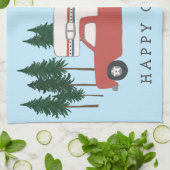 トラックキャンプRVingモーターホームレッドツリーお洒落 キッチンタオル (折り畳み)