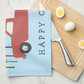 トラックキャンプRVingモーターホームレッドツリーお洒落 キッチンタオル (四つ折り)