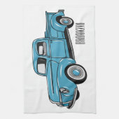 トラッククラシックの漫画イラストレーションを拾う キッチンタオル (縦)