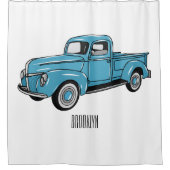 トラッククラシックの漫画イラストレーションを拾う シャワーカーテン (正面)