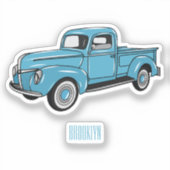 トラッククラシックの漫画イラストレーションを拾う シール (正面)