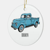 トラッククラシックの漫画イラストレーションを拾う セラミックオーナメント (左)