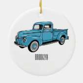 トラッククラシックの漫画イラストレーションを拾う セラミックオーナメント (裏面)