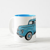 トラッククラシックの漫画イラストレーションを拾う ツートーンマグカップ (正面左)