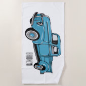 トラッククラシックの漫画イラストレーションを拾う ビーチタオル (正面)