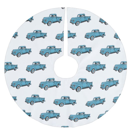 トラッククラシックの漫画イラストレーションを拾う ブラッシュドポリエステルツリースカート (正面)