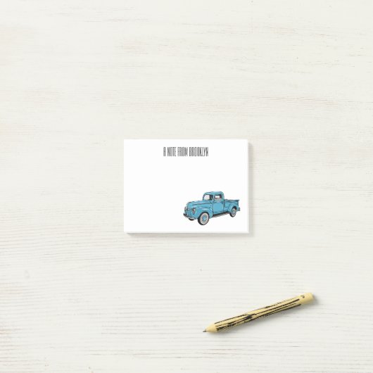 トラッククラシックの漫画イラストレーションを拾う ポストイット (デスク上)