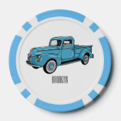 トラッククラシックの漫画イラストレーションを拾う ポーカーチップ (裏面)