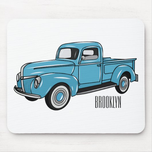 トラッククラシックの漫画イラストレーションを拾う マウスパッド (正面)