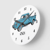 トラッククラシックの漫画イラストレーションを拾う ラウンド壁時計 (傾斜)