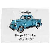 トラッククラシックの漫画イラストレーションを拾う ラージペーパーバッグ (裏面)