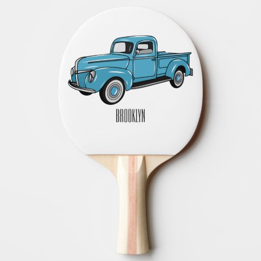 トラッククラシックの漫画イラストレーションを拾う 卓球ラケット (裏面)