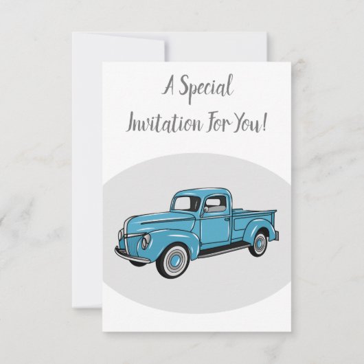 トラッククラシックの漫画イラストレーションを拾う 招待状 (裏面)