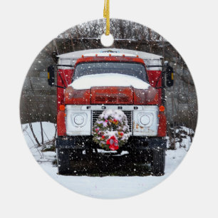 トラッククリスマスリースオーナメント セラミックオーナメント