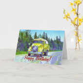 トラッククールトラックおもしろい誕生日カード カード (黄色い花)