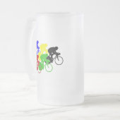 トラックサイクリング自転車レースバイクリーダー フロストグラスビールジョッキ (正面左)