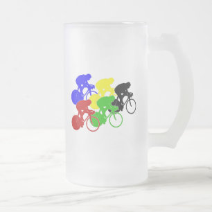 トラックサイクリング自転車レース自転車乗り フロストグラスビールジョッキ