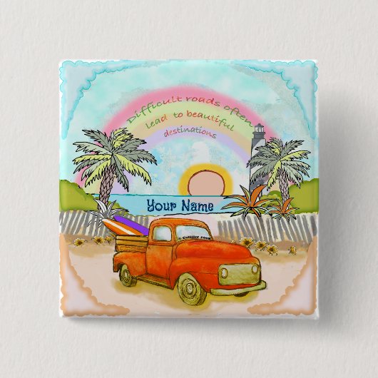 トラックサーファーライトハウスボタン 缶バッジ (正面)