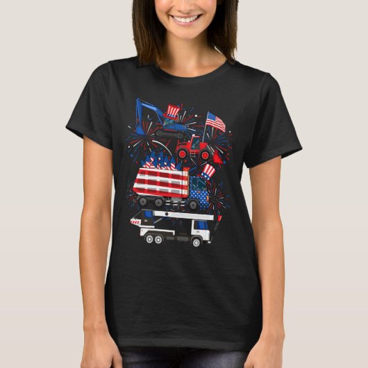 トラックショベルクレーン建設7月4日 Tシャツ (正面)