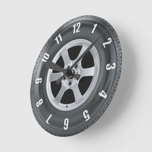 トラックタイヤトラックタイヤトラック車のアートクロック ラウンド壁時計 (傾斜)
