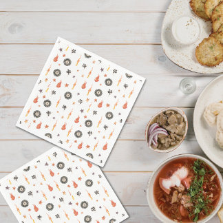 トラックチェッカーレースモダンウォーター色ホワイト スタンダードランチョンナプキン