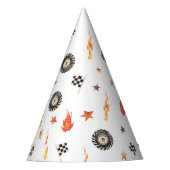 トラックチェッカーレースモダンウォーター色ホワイト パーティーハット (正面)